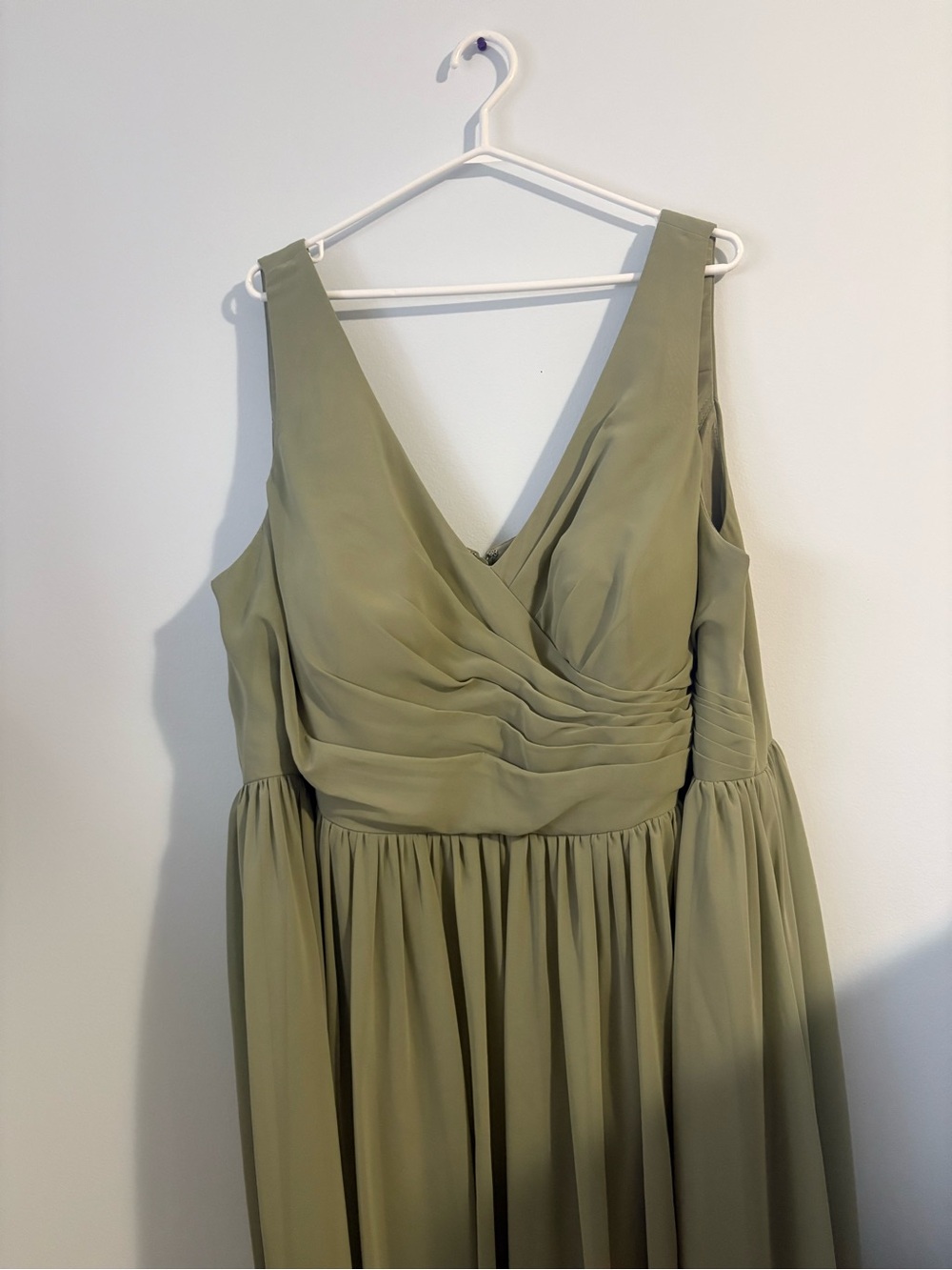 Azazie Maxi Chiffon V-Neck Dress in Pistachio - Picture 2 of 2
